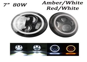 Ecahayaku 80w 7inch Round Car LED -strålkastare med Halo Ring Off Road Wrangler Motorcykel Automotive Driving Headlamp med Angel Eye3906905