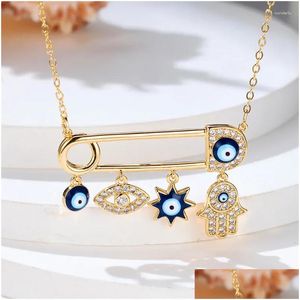 Pendant Necklaces Fashion Female Eye Hand Round Necklace Cute Sier Color Wedding Jewelry For Women Drop Delivery Pendants Dhacp K8OJ
