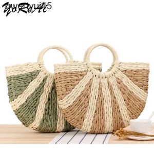 Totes Fasion Round Bags Woven Women Simple and-carried Straw Woven Bag Lady Bali Purses Take Pictures Summer Beac Casual andbagsH24220