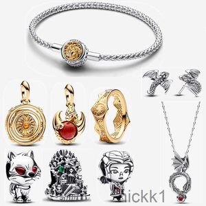 Outono novo designer pulseiras para mulheres jóias diy caber pandora pulseira brinco anel de ouro tronos gelo fogo dragões duplo murano vidro charme colar ndm6