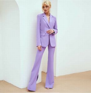 Nya ljusa lila kvinnor kostymer Lady Formal Business Office Tuxedos Mother Wedding Party Special Occasions Ladies Two-Piece Set Jacket Pants A10