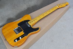 Factory Custom Shop Light Yellow Electric Guitar Vintage Tuners Maple Fretboard Black Pickguard Basswood Body Chrome Hardware