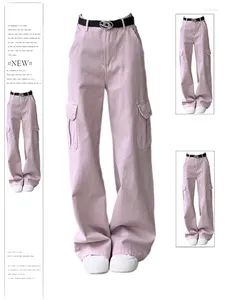Damen Jeans Vintage Pink Cargo Baggy Harajuku Y2k Ästhetische High Waist Denim Hose Jean Hose 2000er 90er Trashy Kleidung 2024