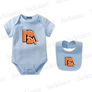 Tuta da bambino a maniche corte in cotone Tute da neonato estive Set di bavaglini Designer di marca di lusso Luna piena Abbigliamento per neonati Ragazze Ragazzi Pagliaccetti SDLX