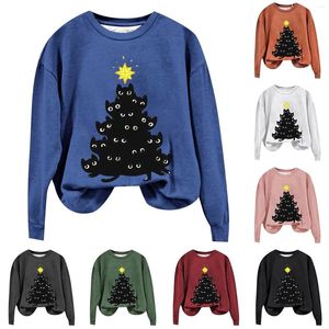 Women's Hoodies Personalized Design Christmas Print Long Sleeved Crew Neck Hoodie Knit Round Fleece House Jacket