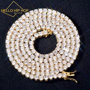 Hiphoparmband halsband Hip Hop Tennis Chain Silver Plated VVS Moissanite Diamond Cluster Iced Cuban Necklace