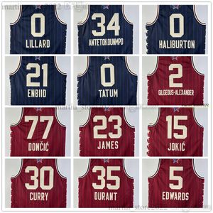 2024 All -Star Basketball Jersey Tyrese Haliburton Antetokounmpo Lillard Embiid Tatum Doncic LeBron 23 James Durant Jokic G I L G E O U S - A L E X A N D E R CURRY EDWARD YOUSH