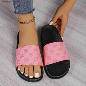 Slippers Stone patterned one line thick sole slippers for women wearing open toed beach sandals slip pers T240220