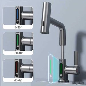 Banyo Lavabo muslukları şelale sıcaklığı dijital ekran havza musluk asansör aşağı akarsu püskürtücü sıcak soğuk su lavabo mikser yıkama banyo için musluk