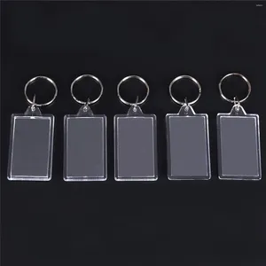 Keychains 5pcs Insert Picture Frame Clear Acrylic With Split Ring Rectangle Portable Blank Po Keychain Double Sided Gift Keyring Holder