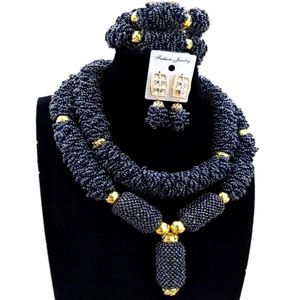 4ujewelry afrikansk djärv design smyckesuppsättning traditionella nigerianska bröllop kristallpärlade halsbandsuppsättning