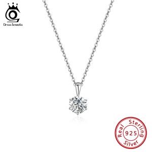 ネックレスOrsa Jewels Sterling 925 Silver Necklaces Hexagon Design Classic 6 Prong Setting AAAA Zircon Trendy Pendant for Women SN278