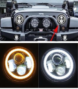 40W 7 Quot cal projektor LED Reflight Angel Eye Pierścień Halo i 4 -calowy światło mgły dla Jeep Wrangler JK LJ Unlimited5156936