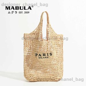 Totes mabula design de luxo das mulheres xadrez rafia str saco grande capacidade casual bolsa oco verão praia férias bolsa ombro t240220