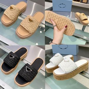 Fashion raffian sandals summer sandals brand sandals natural color Platform Sandals girl sandals travel sandal Triangle sandal with original box Large size 35 42