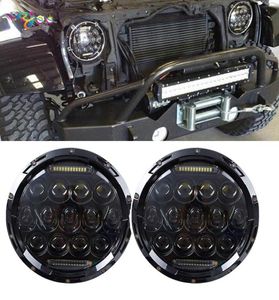 För Hummer H1 H2 -strålkastare 4Quot LED FOG Light 2x H4 7inch 40W 75W Rund strålkastare H13 LED -strålkastare för Jeep Wrangler JK7922869