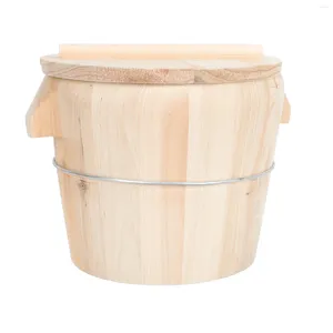 Storage Bottles Cedar Wood Steamed Rice Barrel Bucket With Cover Container Wooden Tray Dumpling Steamer Multi-function