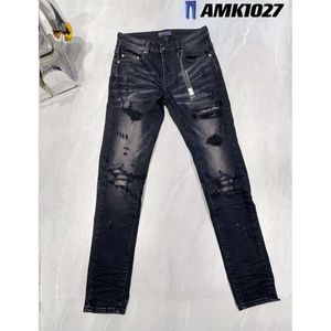 Designer Uomo Amirs Jeans High Street Hole Star Patch Pantaloni da donna Amirs Star con pannello ricamato Pantaloni stretch slim-fit Pantaloni Jean Nuovo stile 813