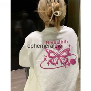 Koszulka damska Butterfly T-shirt dla kobiet Summer White American American Heavy Fashion Pure Cotton Trendy Marking Nisze niszowa niszowa toph24220