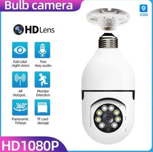 Light WiFi PTZ IP -kameror Remote HD 360 ° Visa säkerhet E27 Bulbgränssnitt 1080p trådlös 360 Rotera Auto Tracking Panoramic Camera glödlampa Logo Anpassad