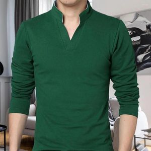 Men's T Shirts Stylish Long Sleeve T-shirt Clothes Men Slim Top Solid Color Pullover For Travel