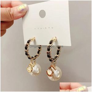 Dangle Chandelier Earrings Fashion Big Pearl Earring For Womenleather Golden No.5 Jewelry Brincos Drop Delivery Dhjqp