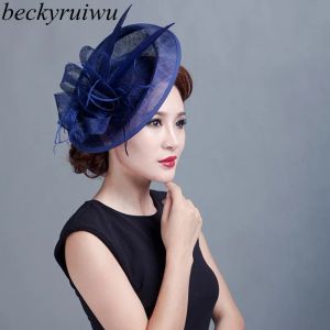 Beralar Kadın Tail Fascinator Feather Sinamay Hat Lady Saç Aksesuarları Düğün Kentucky Kilisesi için Gelin Başlık Fascinators