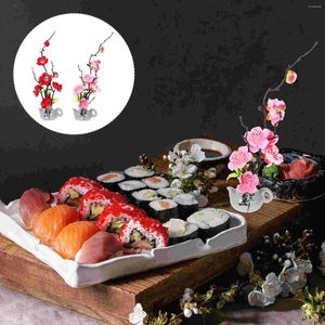 Decorative Flowers 2 Pcs Decoration House Plants Plate Decorations Flower Arrangement Favor Fake Plastic Restaurant Bride Plum Blossom