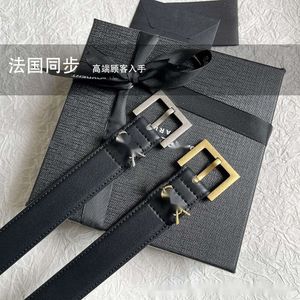 Yang Shulin Genuine Leather for Women's High-end Letter Decoration Dress with 100 Pairs of Jeans and Thin Belts designer