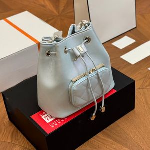 Women Retro Designer Bucket Bag 20cm Caviar Diamond Lattice Luxury Handbag Bundled Mini Crossbody Counter Bag Bag Underarm Card Card Fanny Pack