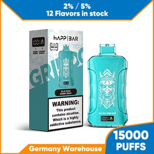 ドイツ倉庫オリジナルハップバー15kパフ2％5％NICメッシュコイル電子タバコ15ml eliquid Prefilled Vapers Pod 12フレーバーの在庫