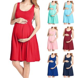 Dresses Maternity Vest Dresses Maternity Clothes Pregnant Dresses Pregnancy Clothes Women Solid Color Formal Dress Casual ONeck Dresse