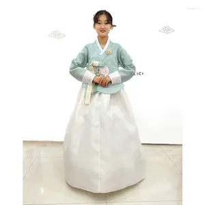 Etniska kläder Kvinnor Elegant fast färg Hanbok mode broderier traditionella koreanska bröllopsfest slitage