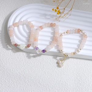 Strand Allme Sweet Multicolor Crystal Natural Stone Slimwater Pearl Pearl Bracelets Flower For dla kobiet miedziane akcesoria