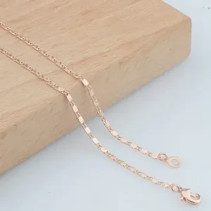 Łańcuchy 1PCS 2 mm 3 mm kobiet 585 Rose Gold Kolor 50 cm 60cm inteligentny naszyjnik łańcuchowy