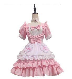 Sexig söt rosa piga klänning japansk söt kvinnlig lolita klänning roll play come halloween party cosplay anime maid uniform kostym l220715304745