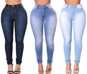 Jeans Jeggings per donna Jeans blu a vita alta elasticizzati elasticizzati da donna pantaloni skinny in denim lavato femminile S3XL11206538