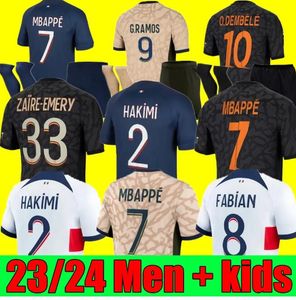 2023 2024パリ・マイロット・デ・フットボールパリサッカージャージMbappe O.Dembele M.Asensio Lee Kang In Hakimi 23 24フットボールシャツZaire-Emery Fint Men Kids 561