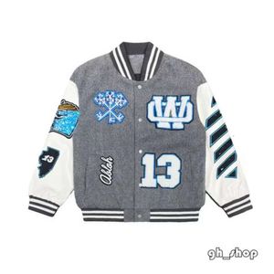 Off White Mens Jacket Varsity Jackets Męskie kurtki Wysokiej jakości ciepły płaszcz mody Off Jackets Designer Kurtka dla mężczyzn Vintage luźne długie baseball z kapturem 4560