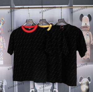 Xinxinbuy Men Designer Tee T Shirt Flocking Letter