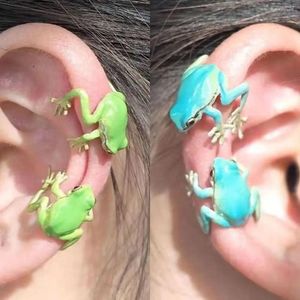 Backs kolczyki 1Pair Creative Metal Funny Frog Uch Ear Clip Women Cute Animal Studs Bez przebitych kości Party Prezent Biżuteria modowa