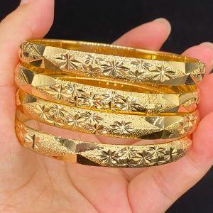 Armreifen 8mm/64 mm Äthiopischer Dubai 24.000 Farbe Gold Armbänder Europa Armreifen für Frauen Nahe Osten Arabien Afrikanische Mädchen Hochzeit Schmuck Geschenk