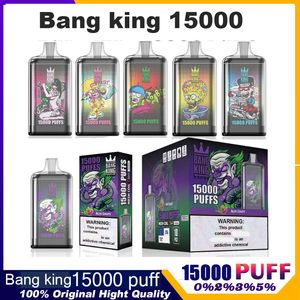 Bang King 15000 Puff 15k descartável 650mAh Vapes Pen E Cigarro 0% 2% 3% 5% Vaporizador Recarga recarregável 13450mAh Bateria pré-preenchida 25ml Cartucho Pod Mesh Coil