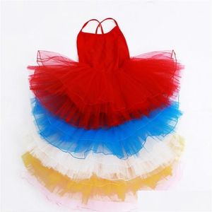 Stage Wear Lago Ginnastica Body per ragazze Tutu di balletto Gonne Abito per bambini Senza maniche Costumi di danza lirica Bambini Consegna di goccia Dhfg8