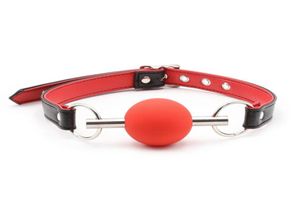 Silicone bocca aperta bavaglio palla asta di metallo cinturino in pelle PU Bdsm schiavo bondage restrizioni per donne coppie 2107227206333