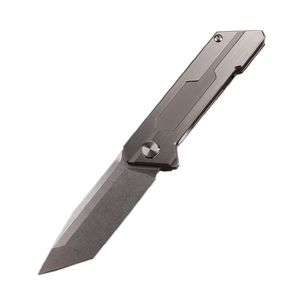 A2257 Высококачественный складной нож Flipper 14C28N Stone Wash Tanto Blade CNC TC4 Ручка из титанового сплава Открытый EDC Карманные быстро открывающиеся складные ножи