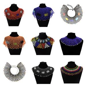 Necklaces African Ethnic Colorful Bead Bib Choker Necklace for Women Indian Tribal Festival Party Wedding Collar Nigeria Statement Jewelry