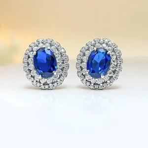 Stud Earrings Daily Egg Shaped Colorful Treasure Earnail Set With A Style Of 925 Sterling Silver Retro