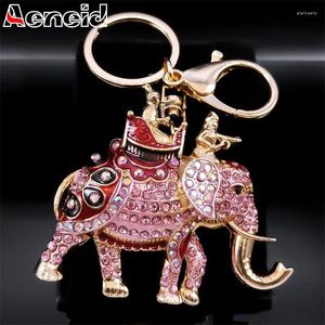 Keychains Pink Crystal Elephant Key Chain Cute Animal Alloy Rhinestone Ring Bag Accessories Jewelry Llavero Mujer K9450S04