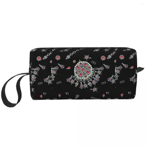 コスメティックバッグ女性のためのカビールジュエリートイレットバッグAmazigh Africa Ethnic Style Makeup Organizer Lady Beauty Storage Dopp Kit Box